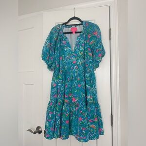 Lilly Pulitzer Shannon Tiered Swing Dress in the Seabreeze Blue "Hey Gull Friend